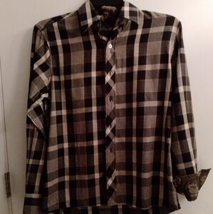 ENGlish Laundry Button up Brocade flip cuff 100% cotton EUC Black & whit…